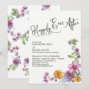 Happily Ever After Watercolor Wildflower Reception Invitation