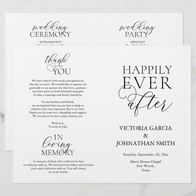 Happily Ever After, Wedding Ceremony Foldable (Front/Back)