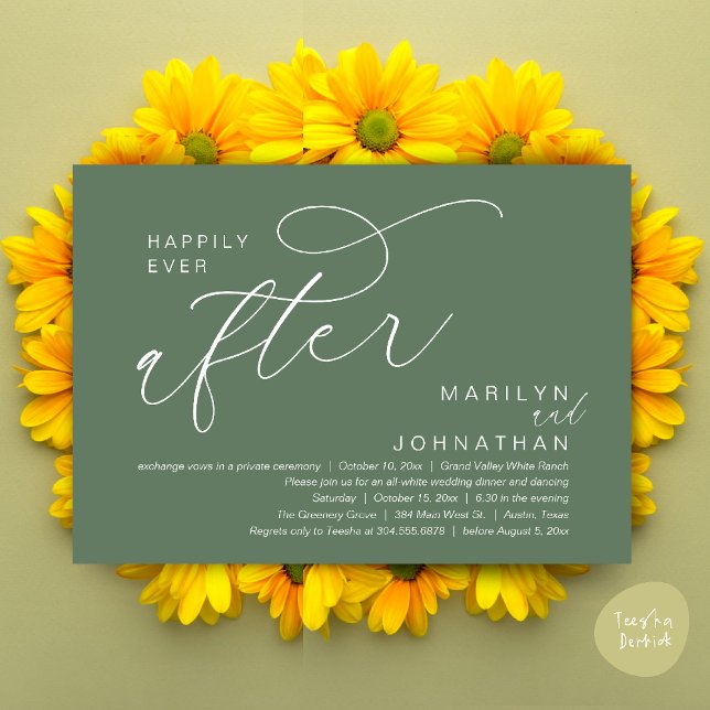 Happily Ever After Wedding Dinner Party Dancing Invitation (Romantic Happily Ever After Wedding Dinner Party Lunch Brunch Invitation PDF Card Sage Green)
