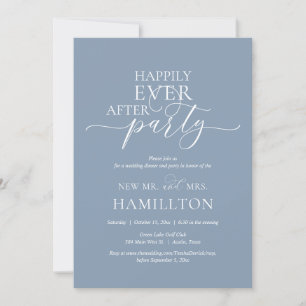 Happily Ever After Wedding Dinner Party Dusty Blue Invitation