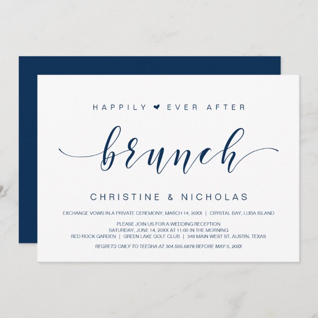 Happily ever After, Wedding Elopement Brunch Invit Invitation (Front/Back)