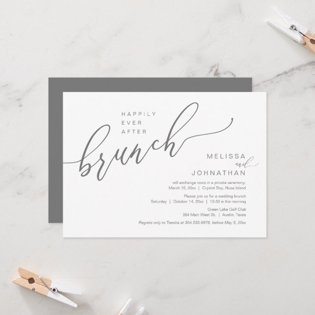 Happily Ever After Wedding Elopement Brunch Invitation (Front/Back In Situ)