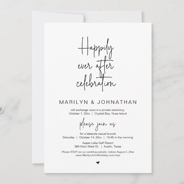 Happily Ever After Wedding Elopement Celebration Invitation (Front)