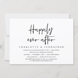 Happily Ever After, Wedding Elopement Dinner Invitation