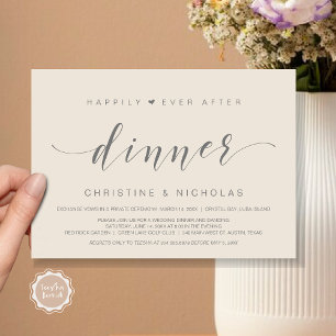 Happily ever After, Wedding Elopement Dinner Invitation