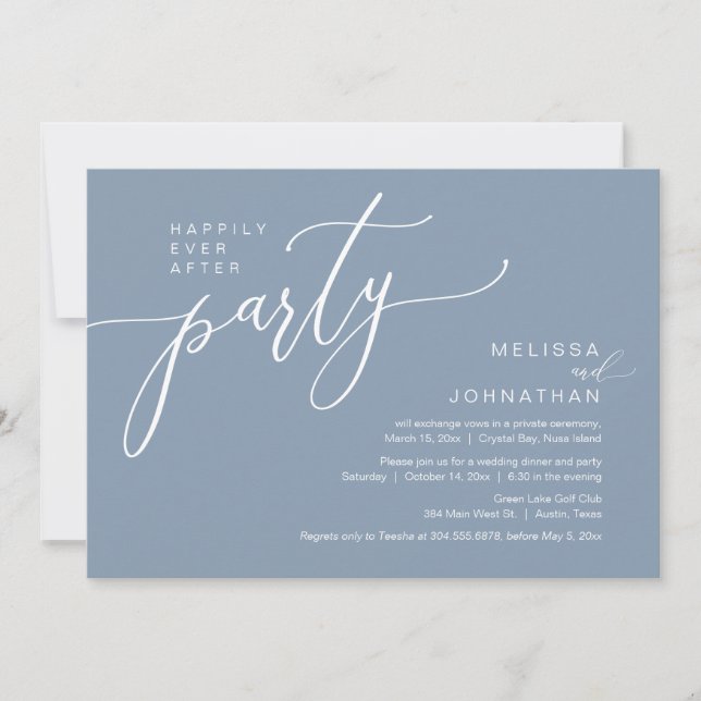 Happily Ever After Wedding Elopement Dinner Party Invitation (Front)