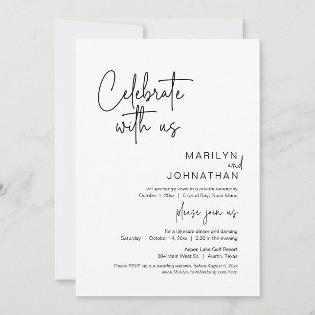 Happily Ever After Wedding Elopement Dinner Party Invitation (Front)