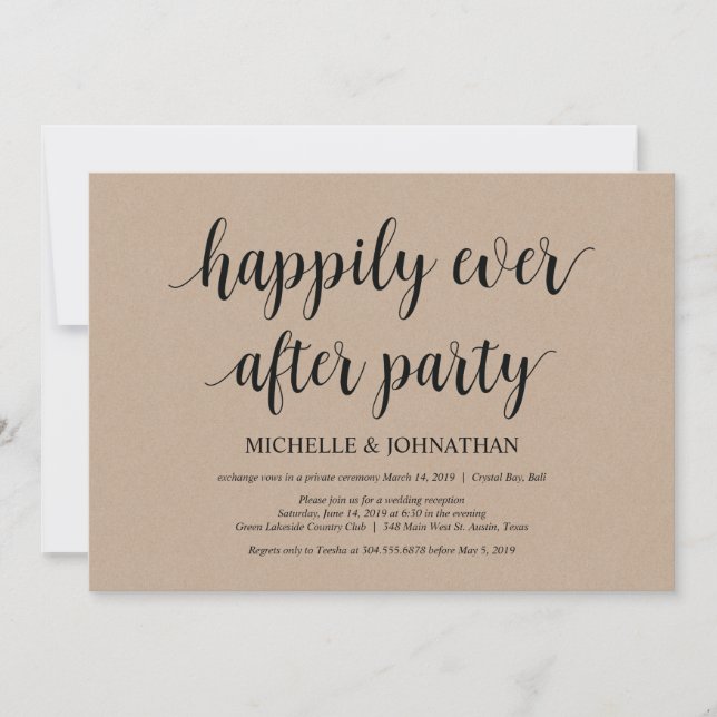 Happily ever after, Wedding Elopement Invites (Front)