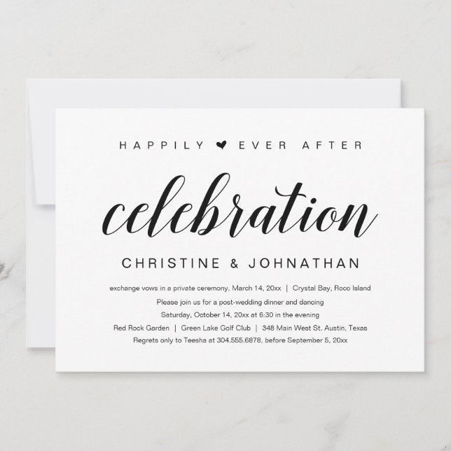 Happily Ever After, Wedding Elopement Party Invitation (Front)