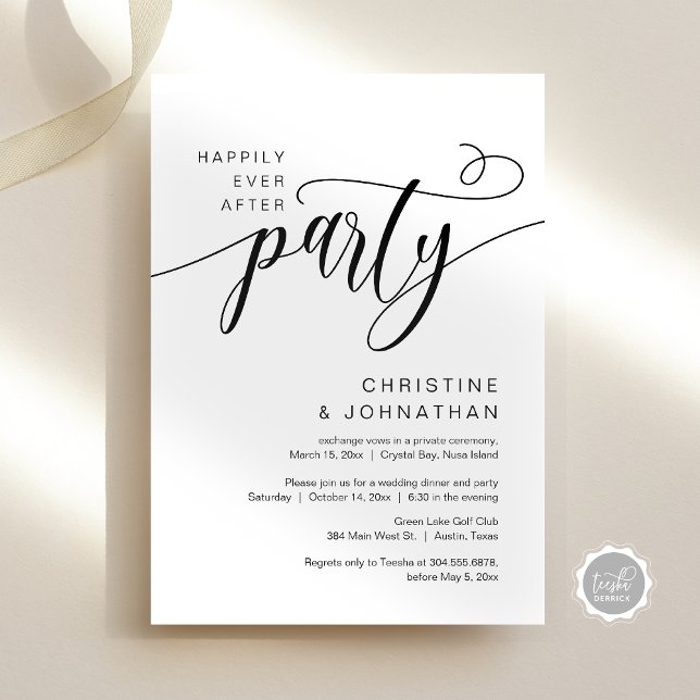 Happily Ever After Wedding Elopement Party Invitation (Happily Ever After Wedding Elopement Party Invitation Card, Easy customise Digital Instant Download)