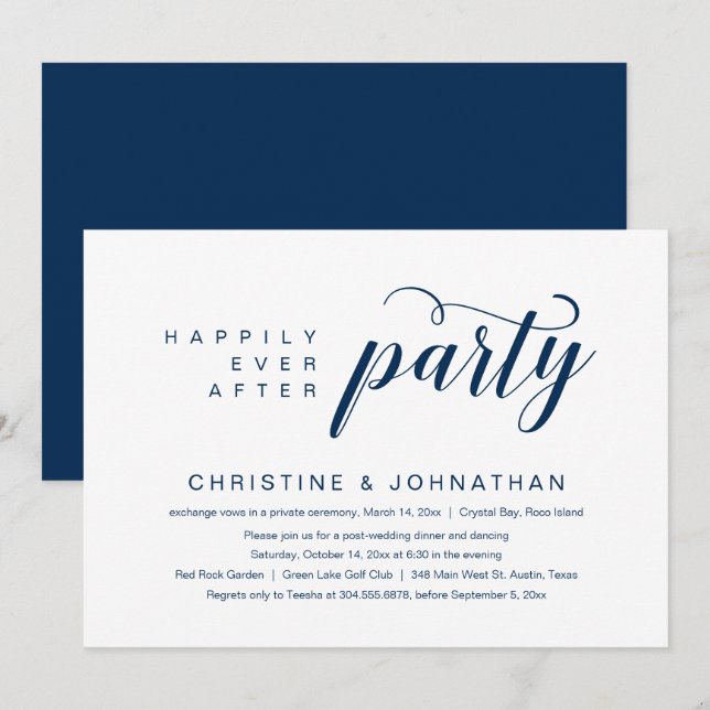 Happily Ever After, Wedding Elopement Party Invitation (Front/Back)