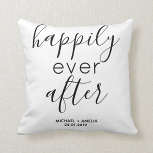 Happily ever after wedding heirloom template names throw pillow