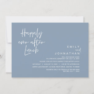 Happily Ever After Wedding Lunch, Dusty Blue Invitation
