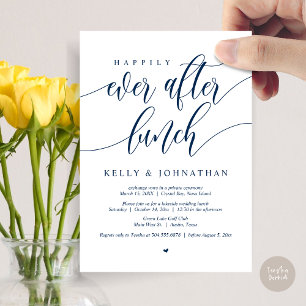Happily Ever After Wedding Lunch, Navy Blue Invitation