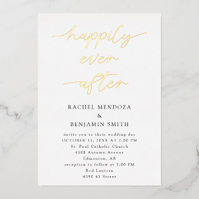 Happily Ever After Wedding Minimal Script Elegant  (Front)