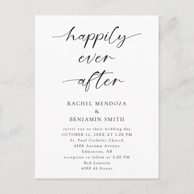 Happily Ever After Wedding Minimal Script Elegant  Postcard (Front)