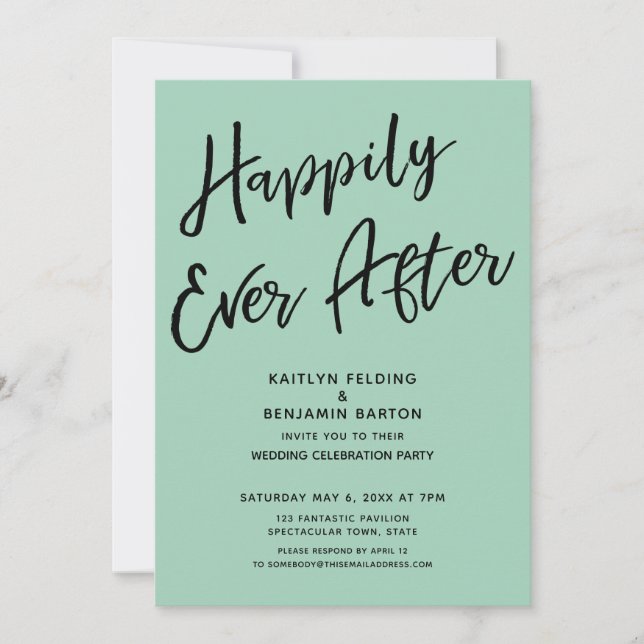 Happily Ever After Wedding Party Light Green Invitation (Front)