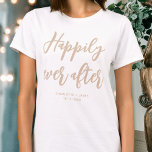 Happily ever after Wedding Personalized Beige T-Shirt<br><div class="desc">Make a statement with this personalized wedding t-shirt! The words 'Happily ever after' are written in a trendy script font,  and below you can add a custom name,  wedding date,  location or other text. A lovely gift for any bride! Colours: natural beige and white.</div>