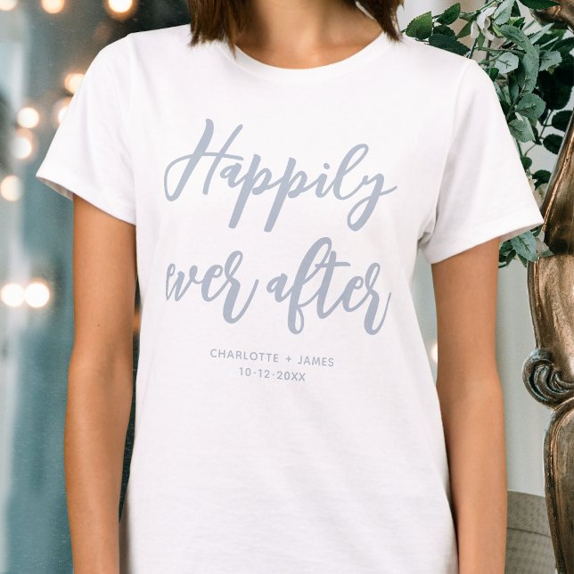 Happily ever after Wedding Personalized Dusty Blue T-Shirt (Creator Uploaded)