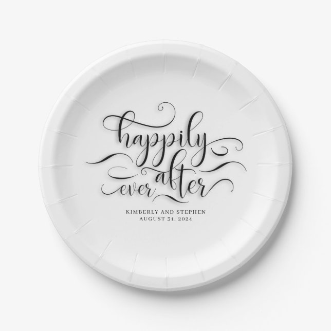 Happily Ever After Wedding Reception Paper Plate (Front)