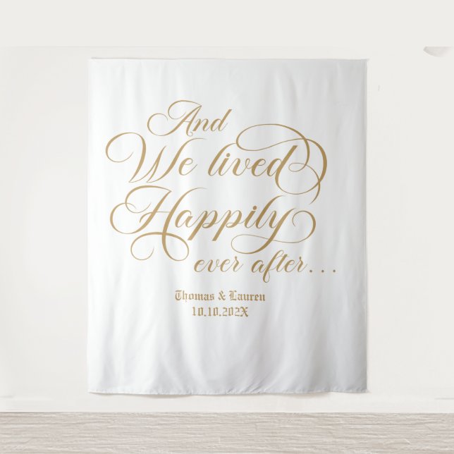Happily ever after wedding royal backdrop tapestry (Front)