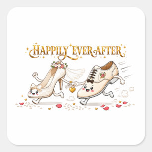 Happily Ever After Wedding Shoes Square Sticker