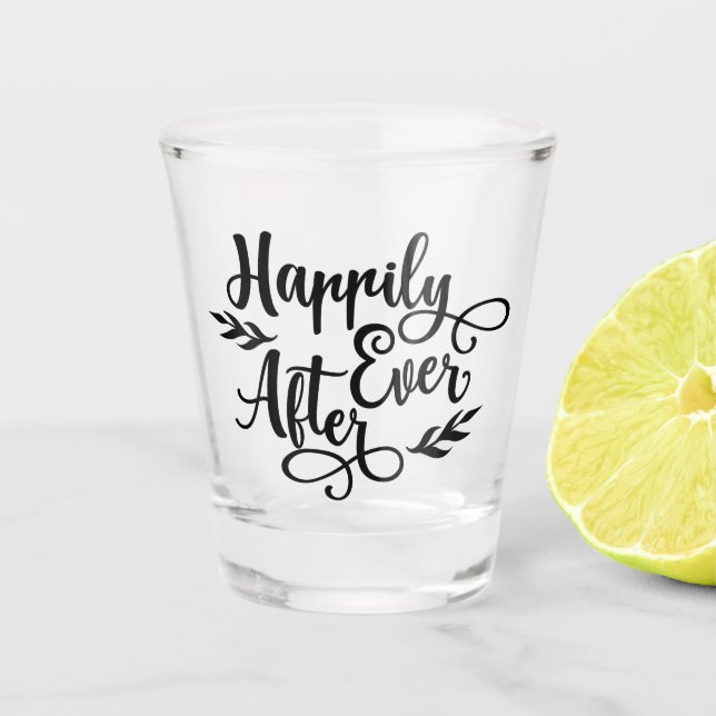 Happily ever after wedding shot glass (Front)