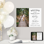 Happily Ever After Wedding Welcome Script 1 Photo Poster<br><div class="desc">Welcome wedding guests to your ceremony or reception with an elegant custom photo 18"x24" poster. Picture and all text are simple to personalize. (IMAGE PLACEMENT TIP: An easy way to centre a photo exactly how you want is to crop it before uploading to the Zazzle website.) The modern minimalist black...</div>