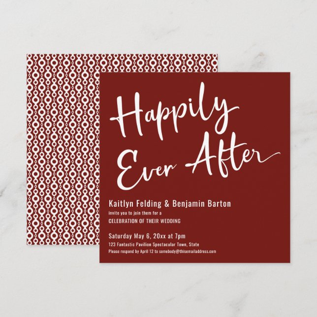 Happily Ever After White on Wine Wedding Event Invitation (Front/Back)