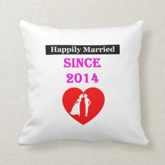 Happily Married Since 2014 Throw Pillow