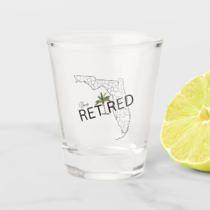 Happily Retired Florida Map and Tropical Palm Tree Shot Glass