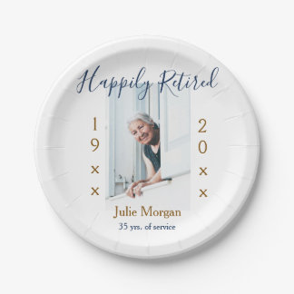 happily retired photo 19XX-20XX YEARS OF SERVICE P Paper Plate