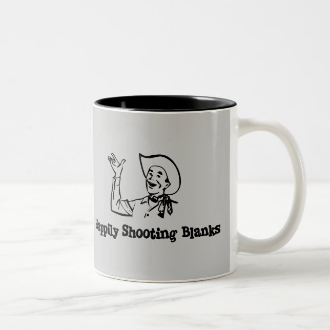 Happily Shooting Blanks Two-Tone Coffee Mug (Right)