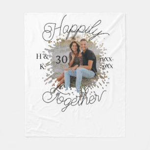 happily TOGETHER COUPLE 30 ANNIVERSARY PHOTO YEAR  Fleece Blanket
