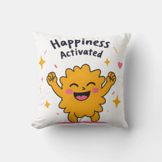 Happiness Activated – Cute Doodle Joy Character Throw Pillow