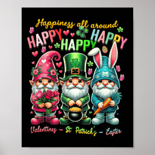 Happiness Allaround Gnome Happy Valentine St Patri Poster