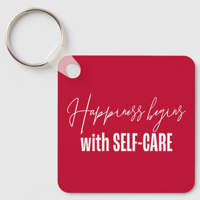 Happiness begins with self-care keychain (Front)