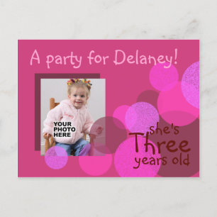 Happiness Birthday Party Invitation (cerise)