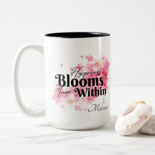Happiness Bloom From Within Two-Tone Coffee Mug