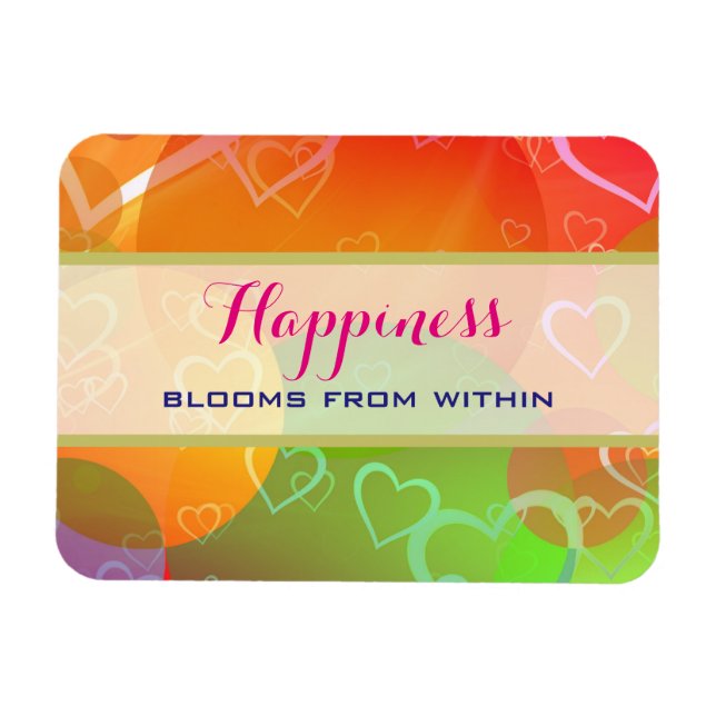 Happiness Blooms From Within -  Colourful Hearts Magnet (Horizontal)