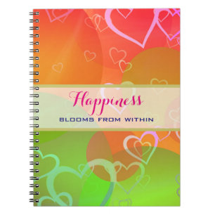 Happiness Blooms From Within -  Colourful Hearts Notebook