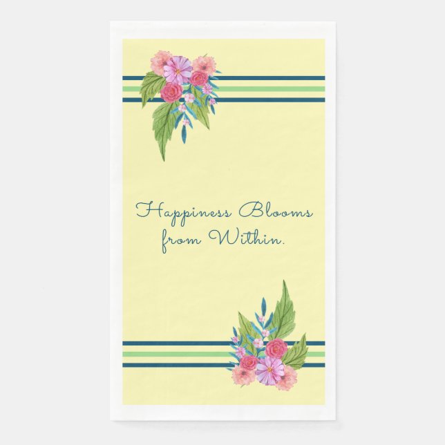 Happiness Blooms From Within - Springtime Floral Napkin (Front)