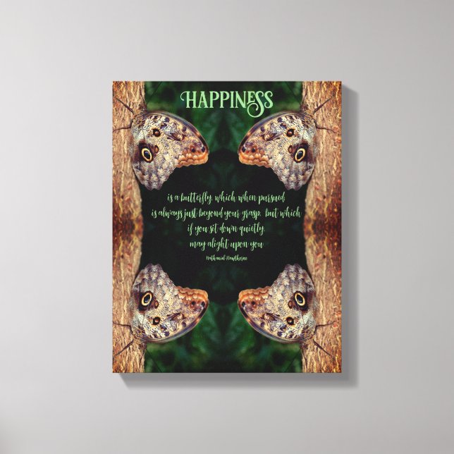 Happiness Brown Butterfly Abstract Inspirational  Canvas Print (Front)