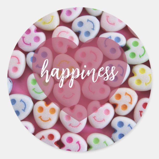 Happiness Classic Round Sticker (Front)