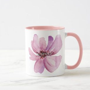Happiness colourful floral gift cute pink purple  mug