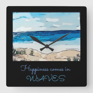 Happiness Comes In Waves Acrylic Wall Clock