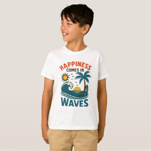 Happiness Comes in Waves - Boys' Inspirational Bea T-Shirt