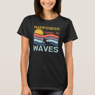 Happiness Comes In Waves Cool Retro Kitesurfers Oc T-Shirt