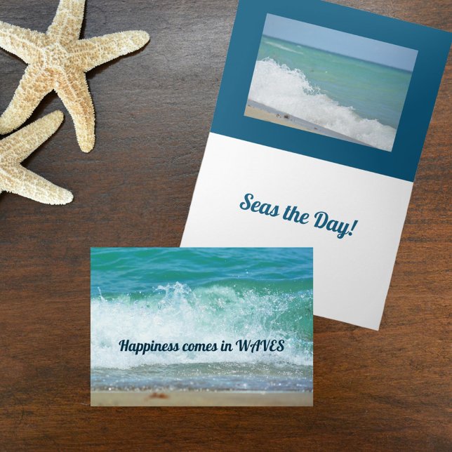 Happiness Comes in Waves Seas the Day Card (Creator Uploaded)