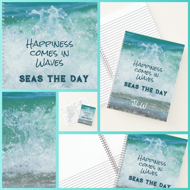Happiness Comes in Waves SEAS the Day Coastal Notebook (Creator Uploaded)